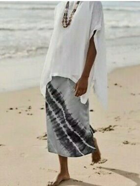 J Jill | New Tie-Dye silk cotton pull on midi skirt Women’s size XL lightweight
